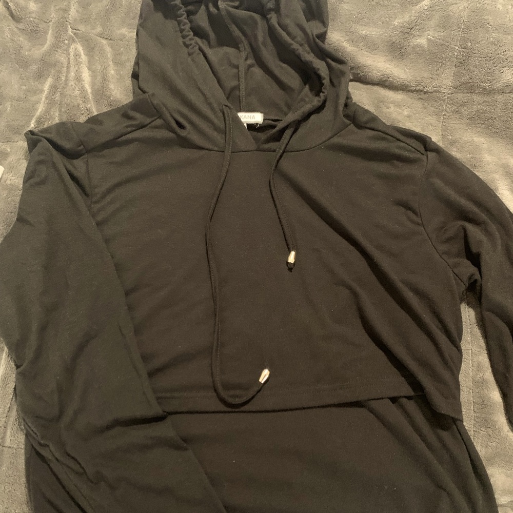 Nursing hoodie!  Great for nursing with easy accessibility. Very light, thin.